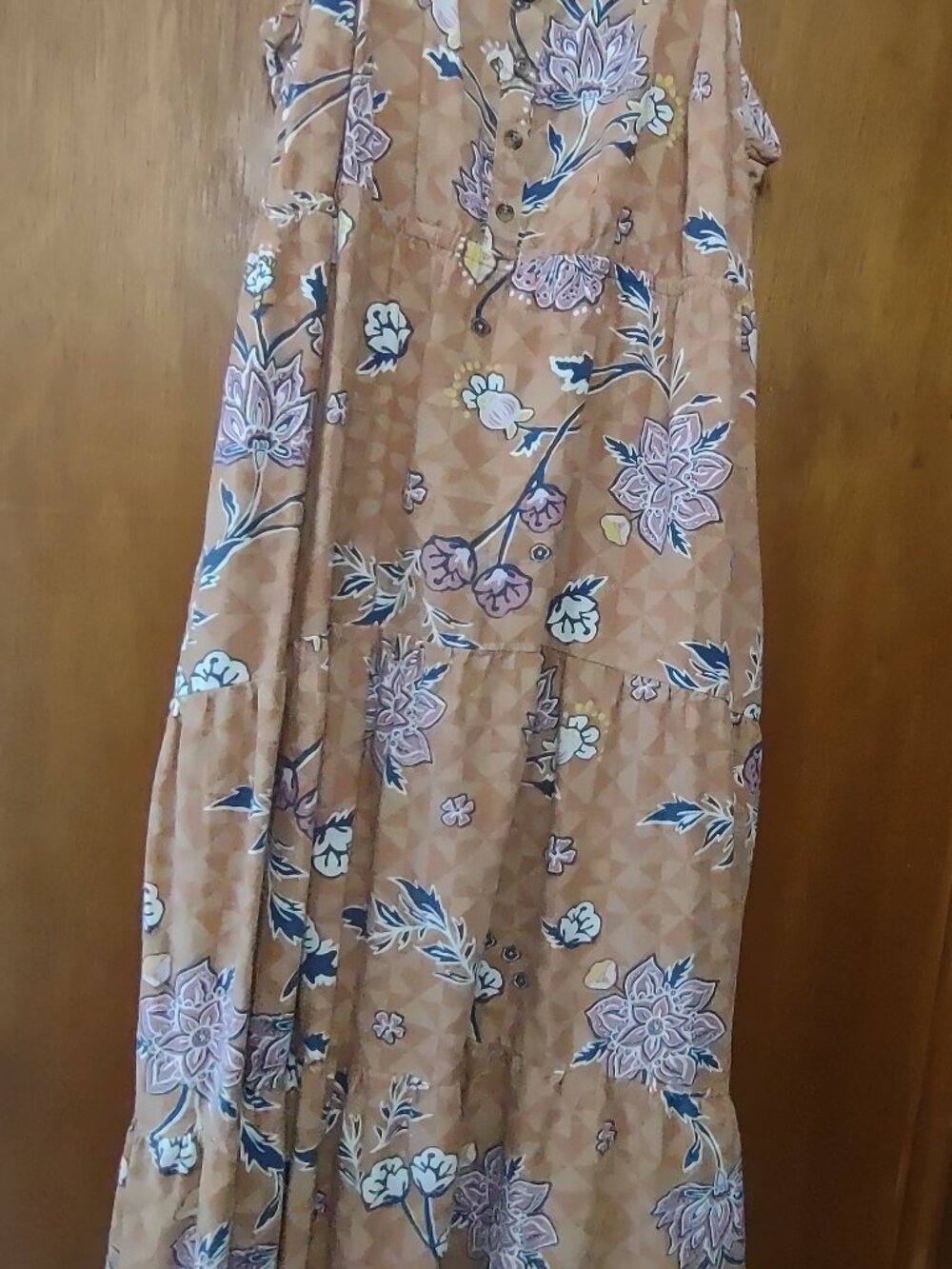 Sonoma Sleeveless Peachy Blue Floral Linen Blend Sun Dress With Pockets XXL